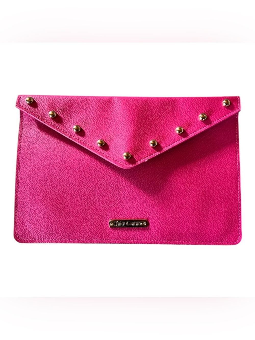 Juicy Couture Hot Pink Studded Envelope Clutch Tablet Sleeve Pouch Y2K Glam